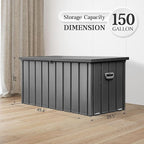 Domi 150-Gallon Outdoor Storage Box – Waterproof, Lockable Storage Cabinet for Patio Furniture, Garden Tools & Pool Supplies – Large Metal Storage for Cushions, Toys & More