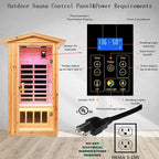Old Fir Wood Low EMF Far Infrared Outdoor Sauna(1560W) + Infrared Foot Spa Bucket(175W), Home Sauna with LCD Control Panel, Chromotherapy Light, Reading Light, Bluetooth Speaker