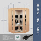 2-3 Person Infrared Sauna, Far Infrared Saunas for Home Low EMF Indoor Home Sauna Spa, Hemlock Wooden Corner Sauna Room,1670Watt, Bluetooth Speakers, Reading Lamps