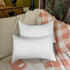 12 x 20 Outdoor Pillow Insert Pack of 4 Small Lumbar Throw Pillow Inserts Waterproof Patio Furniture Pillows Decorative Porch Couch Pillows Premium White Rectangle Sofa Cushion Sham Stuffer