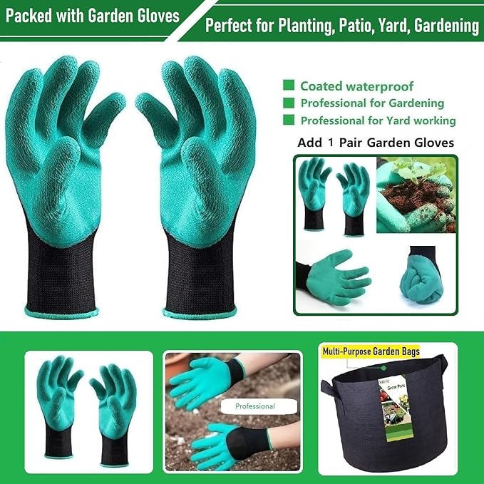 150 Gallon Large Raised Garden Bed Bag (44x24 inch) Big Garden Bag Sturdy Plant Grow Bag for Potato,Tomato Planter,Herb Veggies Planter Bag,Flower Bed,Yard Waste Bag,Lawn Debris Bag,Leaf Bag W/ Gloves