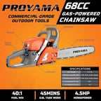 PROYAMA 68CC 2-Cycle Top Handle Gas Powered Chainsaw 24 Inch 20 Inch Petrol Handheld Cordless Chain Saw for Tree Wood Cutting