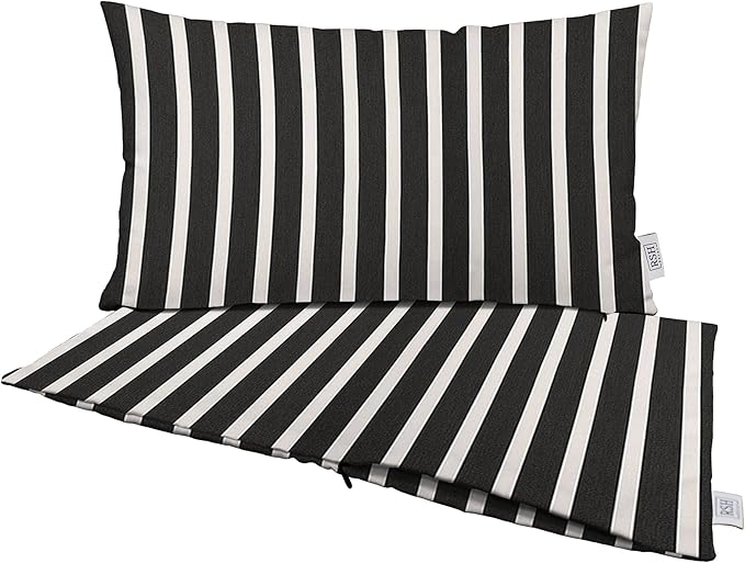 RSH DECOR: Sunbrella Pillow Covers Set of 2 | Covers Only - 20" x 12" | Outdoor Lumbar Pillow Covers Crafted with Sunbrella Performance Fabric | Shore Classic