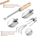 14 PCS Garden Tool Set with Soil Moisture Meter, Stainless Stell Heavy Duty Gardening Hand Tools with Wood Handle, Tote Bag, Repotting Mat, Gardening Tool Set Ideal Gift for Women and Men