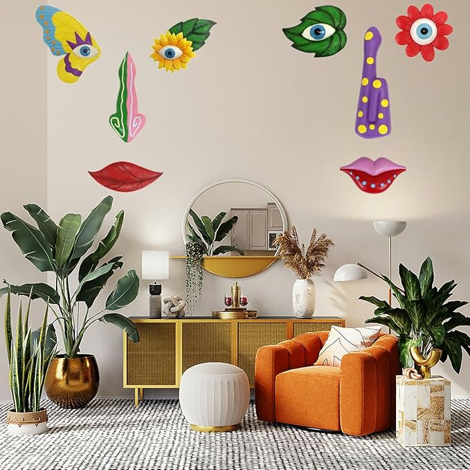 Tree Faces Decor Outdoor, Trees Art Decoration, Colorful Funny Outdoor Tree Faces Decor Creative Face for Patio Trees and Wall Decoration (Color 1)
