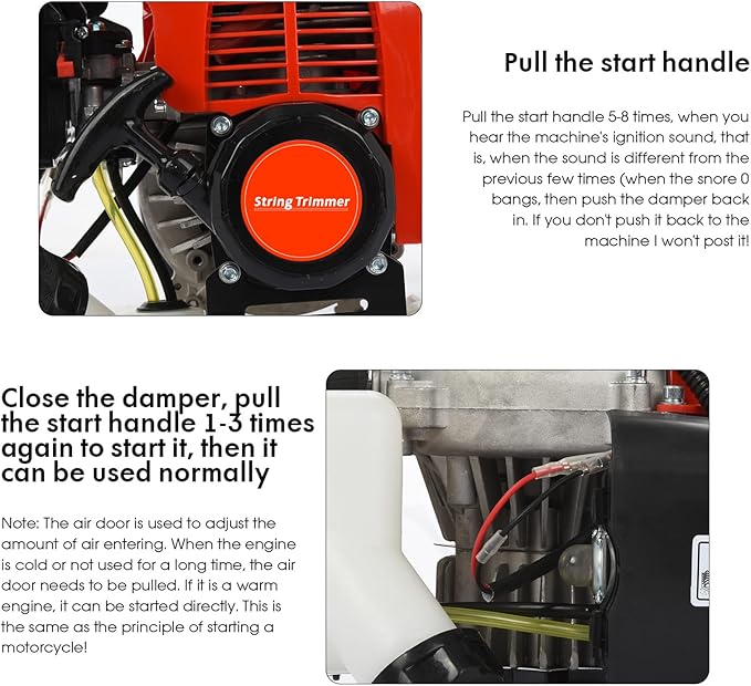 52cc Weed Wacker Gas Powered, 5 in 1 String Trimmer Gas Weed Eater Cordless Weed Wacker Hedge Trimmer Brush Cutter Grass Trimmer Strong Powerful Full Functioning Guard Accessories (red)