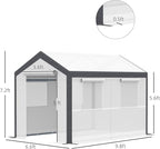 Outsunny 10' x 7' x 7' Greenhouse, Walk-in Outdoor Tunnel Green House with PE Cover, Steel Frame, 2 Roll-Up Zipper Doors & 4 Windows for Flowers, Vegetables, Tropical Plants, White
