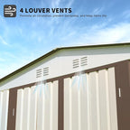 Outdoor Sheds 10FT x 8FT Outdoor Storage Metal Anti-Corrosion Utility Tool House with Lockable Door & Shutter Vents Outdoor Waterproof Garden Tool Storage Sheds with Metal Foundation