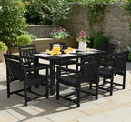Ciokea HDPE Outdoor Dining Set 7-Piece Patio Table and Chairs with Umbrella Hole, All-Weather Patio Dining Set for 6, Durable Patio Furniture Set for Backyard, Garden, Lawn & Poolside, Black