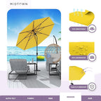 Midtown Umbrellas Sunbrella Umbrella 8 Feet Outdoor Umbrella With Sunbrella Yellow Acrylic Fabric - Auto-Tilt Aluminum Frame Patio Umbrella For Backyard, Deck, Garden, Pool - Black Pole