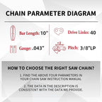 E & S 3 Pack 10 Inch Chainsaw Chain 3/8" LP Pitch .043" Gauge 40 Drive Links Semi-Chisel Chain Saw Chains for Husqvarna, Poulan, Craftsman, Greenworks and More Chainsaw Brands