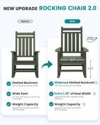 SERWALL Oversized Outdoor Rocking Chair Set of 2, HDPE Rocker for Adults, Patio Rocking Chairs for Porch, Avocado Green