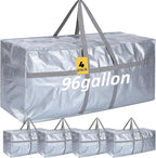4 Pcs 96 Gallon Large Moving Bags with Zipper and Handles Foldable Storage Duffle Bags Heavy Duty Extra Large Totes for College Dorm Travel Clothes Blankets Bedding Moving (Silver)