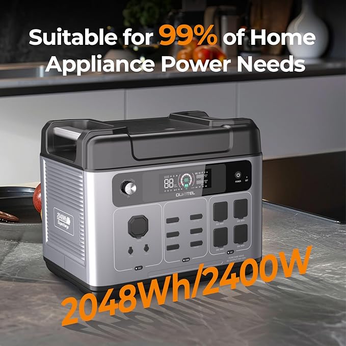 OUKITEL P2001 Plus 2400W Solar Generator with 400W Solar Panel, 2048Wh Solar power station, 1800W Fast Charging, Smart APP Control Emergency Power Station for Home, Camping, Outdoor Battery Backup
