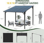 Vongrasig 10’ x 10’ Gazebo for Patio, Large Wall-Mounted Pergola Gazebo on Clearance, Outdoor Lean to Awnings for Backyard, Deck, Patio