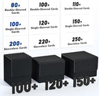 ZLCA Card Deck Box for MTG, Yugioh Deck Case Holds 100+ Single Sleeved Cards, PU Leather Magnetic Storage Box Fits for CCG TCG Sport Card (Black& Purple)