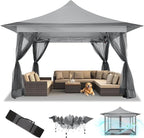 COBIZI 12x12 Pop Up Gazebo On Clearance Canopy Tent Easy Up Outdoor Gazebo Waterproof Upgrade with Mosquito Nettings and Carry Bag for Patio Garden Lawn