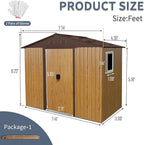 8x4 ft Outdoor Metal Storage Shed with Floor Foundation and Window, Lockable Galvanized Steel Tool Shed with Sliding Door and Air Vent, Waterproof Garden Storage House for Backyard, Patio