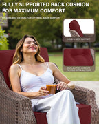 Belord High Back Outdoor Patio Furniture Set - Wicker Outdoor Swivel Rocker Patio Chairs with Sofa and Ottoman, All-Weather Patio Conversation Set for for Patio Deck Backyard