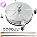 16" Pressure Washer Surface Cleaner with 4 Wheels, Stainless Steel Power Washer Surface Cleaner for Driveways Sidewalks Patios, 1/4" Quick Connector, 2 Extension Wand, 4000 PSI