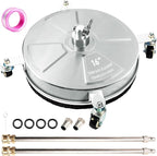16" Pressure Washer Surface Cleaner with 4 Wheels, Stainless Steel Power Washer Surface Cleaner for Driveways Sidewalks Patios, 1/4" Quick Connector, 2 Extension Wand, 4000 PSI
