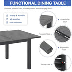 Soleil Jardin Aluminum Patio Extendable Dining Table, 59" - 83", Adjustable Indoor Outdoor Furniture Rectangle Table for 6-8 Person Porch Deck Garden, Dark-Grey