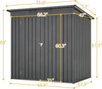 6X4 FT Outdoor Storage Shed, Waterproof Metal Garden Sheds with Lockable Door, Steel Tool Storage Buildings Shed & Outdoor Storage House for Garden, Backyard, Patio, Lawn, Trash Cans(Black)