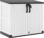 KAMABOKO Outdoor Storage Cabinet 36 Cu.Ft Outdoor Trash Can Storage Shed Waterproof Horizontal Storage Shed Outdoor Storage for Backyard, Patio, Poolside (White)