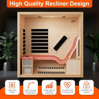 Dual System Sauna, Wooden Steam Room with Recliner or 1 Person Indoor Infrared Home Sauna, Indoor Saunas for Home with 220V, 4.5W Steam Sauna Heater, 7 Infrared Heaters, (Hemlock)