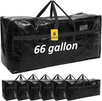 6 Pcs 66 Gallon Large Moving Bags with Zipper and Handles Foldable Storage Duffle Bags Heavy Duty Extra Large Totes for College Dorm Travel Clothes Blankets Bedding Moving (Black)