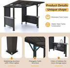 Gotland 10 FT x 10 FT Hardtop Grill Gazebo, BBQ Gazebo with 2 Extended Countertop 2 Side Shelves Drainage Holes Sloping Roof, Metal BBQ Canopy in 2 Combination Styles, for Patio Backyard Black