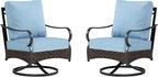 Swivel Patio Sofa Chairs - 2 PCS Outdoor Swivel Rocker Armchairs, Patio Seating with High Back Deep Seat for Porch Deck Balcony