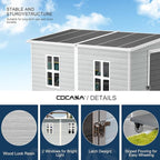 CDCASA 4x8 FT Resin Lean to Shed, Waterproof Outdoor Storage Shed with Floor & Lockable Door & Window, Outside Plastic Tool Shed for Backyard, Patio, Poolside, Lawn, Grey