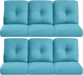 Pop 22x25/22x24 Outdoor Furniture Cushions Set of 6 - Comfortable Patio Chair Cushion for Rattan Wicker Dining Rocking Swivel Chairs Loveseat Couch L-Shape Sectional Sofa - Turquoise/Button