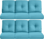 Pop 22x25/22x24 Outdoor Furniture Cushions Set of 6 - Comfortable Patio Chair Cushion for Rattan Wicker Dining Rocking Swivel Chairs Loveseat Couch L-Shape Sectional Sofa - Turquoise/Button