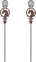 Touch of Class Pathways Reflective Driveway Marker Stake Set of Two for Outdoor Use | Horse Silhouette Design | Personalized Tall Reflector Set of 2 | Weathered Bronze Durable Finish