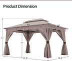 LAUSAINT HOME Outdoor Patio Gazebo 10'x13' with Expansion Bolts, Heavy Duty Party Tent & Shelter with Double Roofs, Mosquito Nettings and Privacy Screens for Backyard, Garden, Lawn
