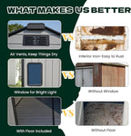 MELLCOM 8 x 10 FT Resin Garden Storage Shed with Floor, Outdoor Storage Shed with Windows and Lockable Door, Resin Tool Shed for Bike, Pool Supply, Lawnmower
