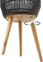 Casafield Indoor Planter with Stand, Black Floor Planter with Wood Legs, Large Plant Pot Cover with Liner for Houseplants, Flower Pots and Trees