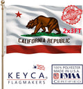 California Republic State Flag 2x3 FT Made in The USA-Heavy Duty Vibrant Colors Double Sided Cali CA Flag with 2 Brass Grommets for Home/Company/Indoor Outdoor Decoration
