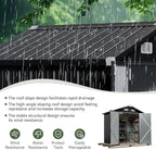 Aoxun 6.2x4 FT Shed Outdoor Galvanized Storage Shed with Large Lockable Doors for Lawn, Backyard, Patio (Black)