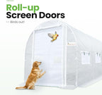 KING BIRD Premium 10x6.6x6.6FT Greenhouse for Outdoors, Large Walk-in Heavy Duty Galvanized Steel Frame, Mesh Door Screen Window Upgraded Zipper Tunnel Hoop for Garden Plant Winter, White