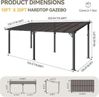 Aoxun 20' x 10' Gazebo for Patio, Gazebo Pergola with Sloped Roof, Large Wall-Mounted Heavy Duty Awnings, for Backyard, Deck, Patio (Black)