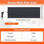 Snow Melting Mats for Roof Valley Walkways, 120V Outdoor Electric Heated Melting Snow Ice Removal, Roof Deicing System Black 15 in x 11.5 ft
