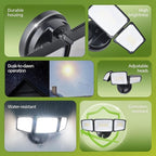 Philips 72W 7400LM Dusk to Dawn Security Lights Outdoor, LED Aluminum Flood Light, 3 Adjustable Heads, 5000K Daylight, Waterproof for Garage, Yard, Patio