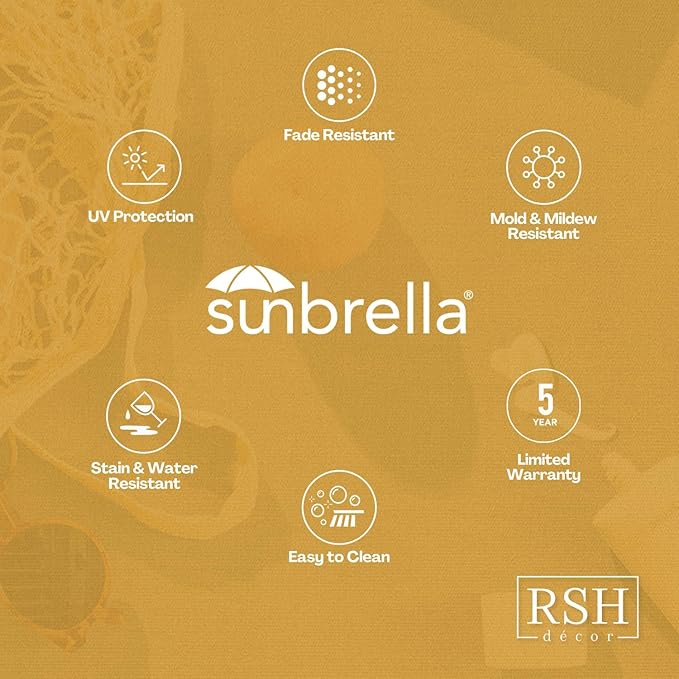 RSH DECOR: Sunbrella Square Throw Pillows Set of 2 | 20" x 20" | Water and Fade-Resistant Performance Fabric | Outdoor Pillow Covers with Down-Alternative Inserts | Made in USA (Cast Sand Tan)