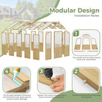 CDCASA 8x6 FT Wooden Greenhouse for Outdoor, Easy Assembly Solid Cedar Frame w/ Polycarbonate Heavy Duty Greenhouses, Outside Garden Walk-in Green House Kit, Adjustable Roof Vent & Lockable Door