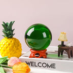 Green Large Crystal Ball 100mm/3.9 inch with Rose Wooden Stand and Gift Box for lensball Photography,Fortune Teller,Feng Shui, Witchcraft Decor,Scrying,Magic,Quartz Crystal Orb Prop Glass Sphere