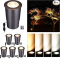 LED Well Lights Low Voltage Outdoor - IP67 Waterproof 12V Ground Fixture, Warm White & Cool White Hard-Wired Landscape Lighting, ORB Aluminum for Wall Walkway Patio 9W 700LM 6 Pack