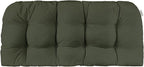 RSH DECOR Sunbrella Tufted Wicker Loveseat Cushion | 44” x 22" | Water and Fade-Resistant Performance Fabric | Outdoor Settee Cushion for Patio Furniture | Made in USA (Cast Ivy Green)